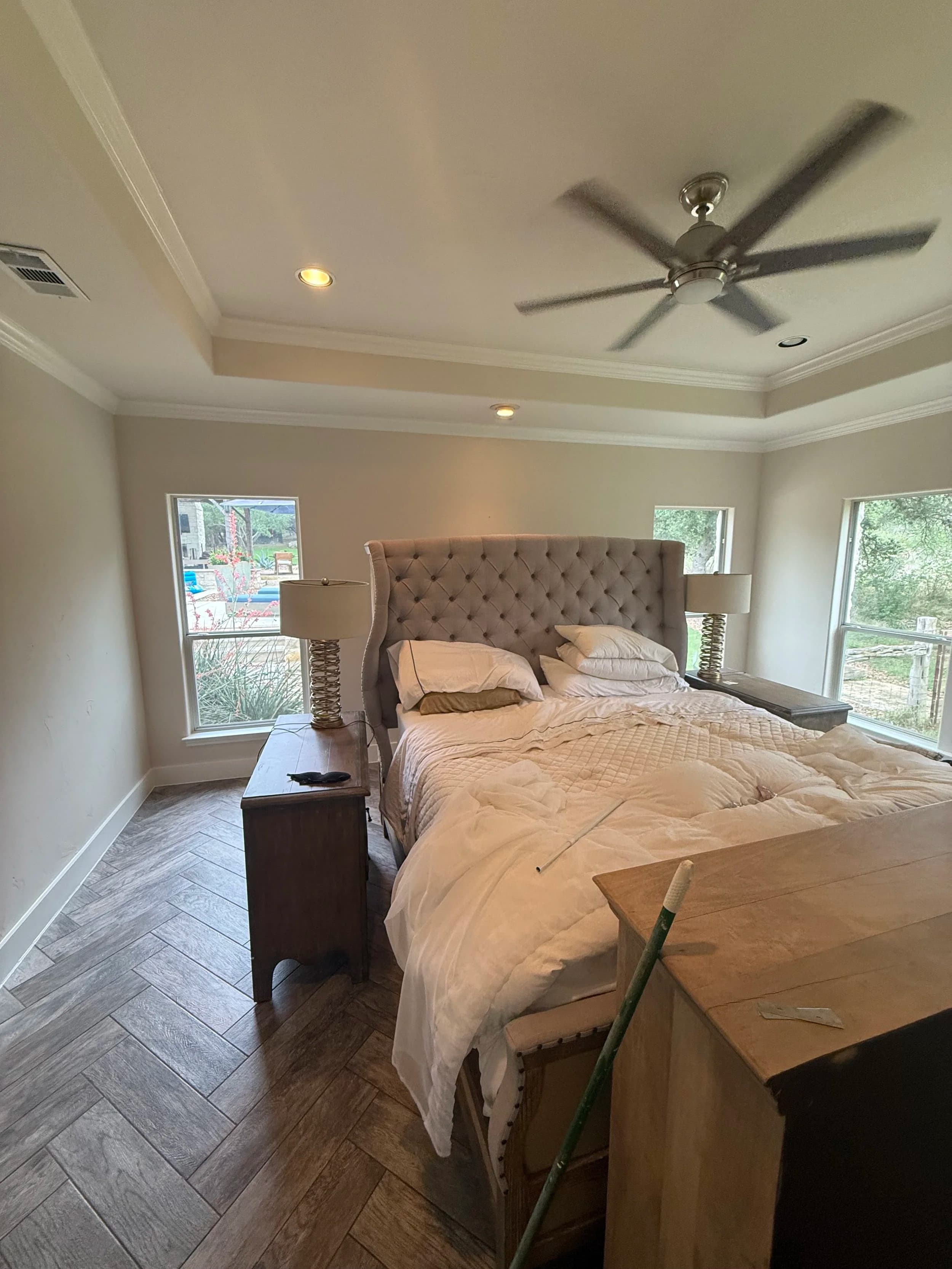 Primary bedroom repaint in a Hill Country home